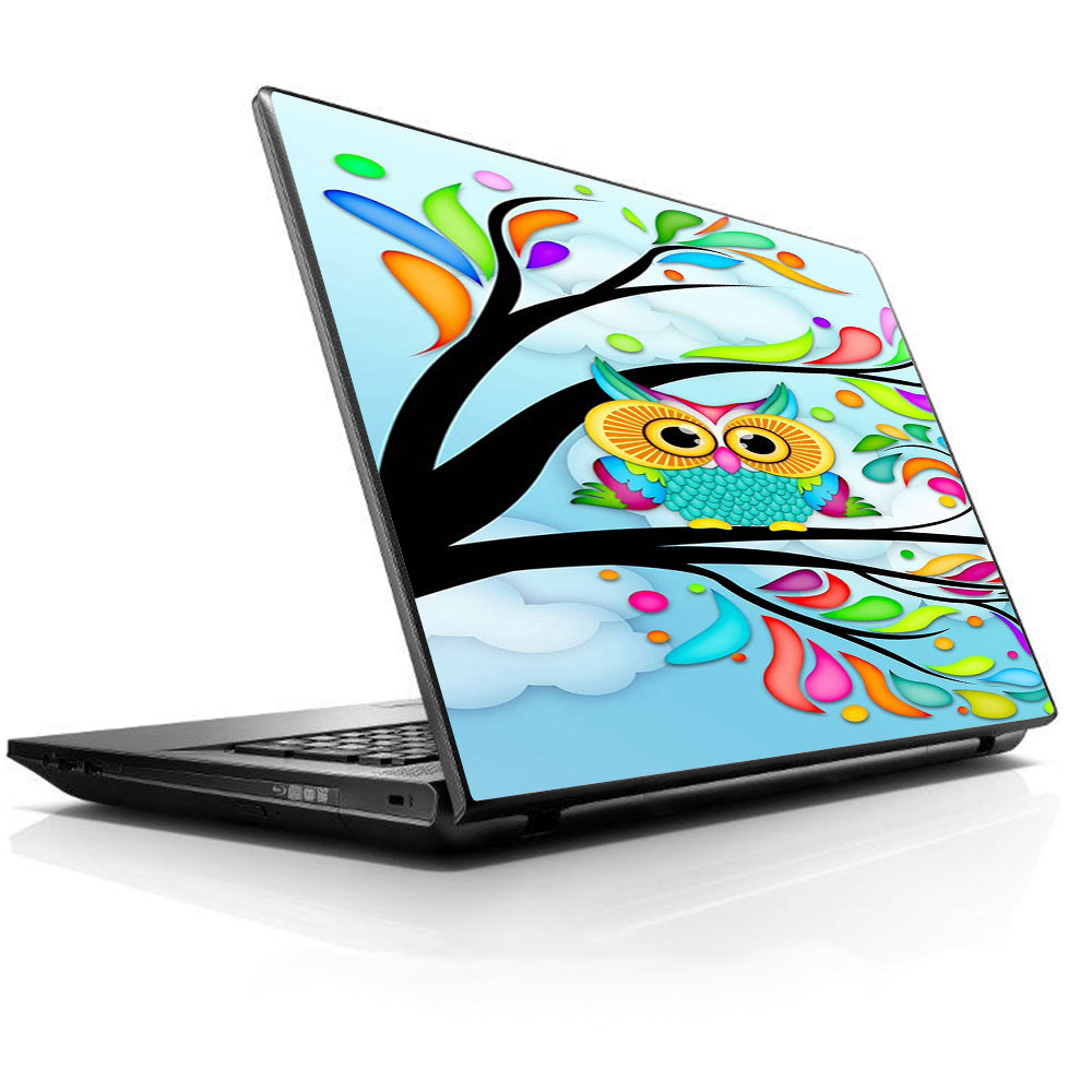  Colorful Artistic Owl In Tree Universal 13 to 16 inch wide laptop Skin