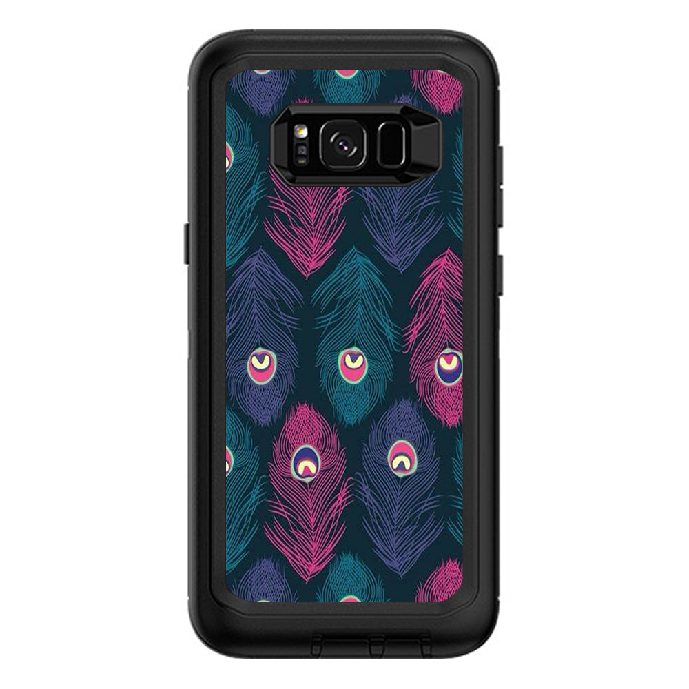  Pink Purple Peacock Feather  Otterbox Defender Samsung Galaxy S8 Plus Skin