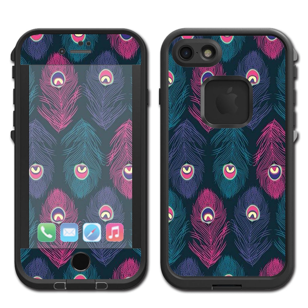  Pink Purple Peacock Feather Lifeproof Fre iPhone 7 or iPhone 8 Skin