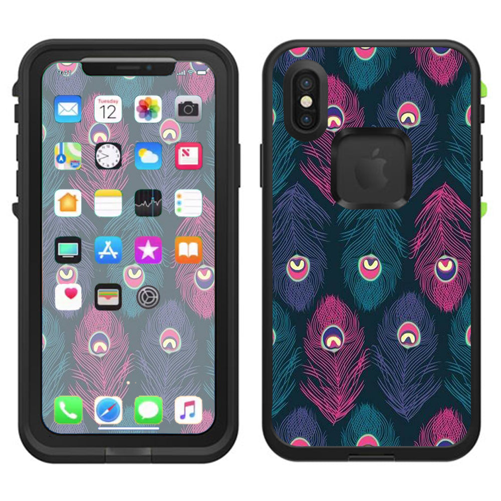  Pink Purple Peacock Feather  Lifeproof Fre Case iPhone X Skin