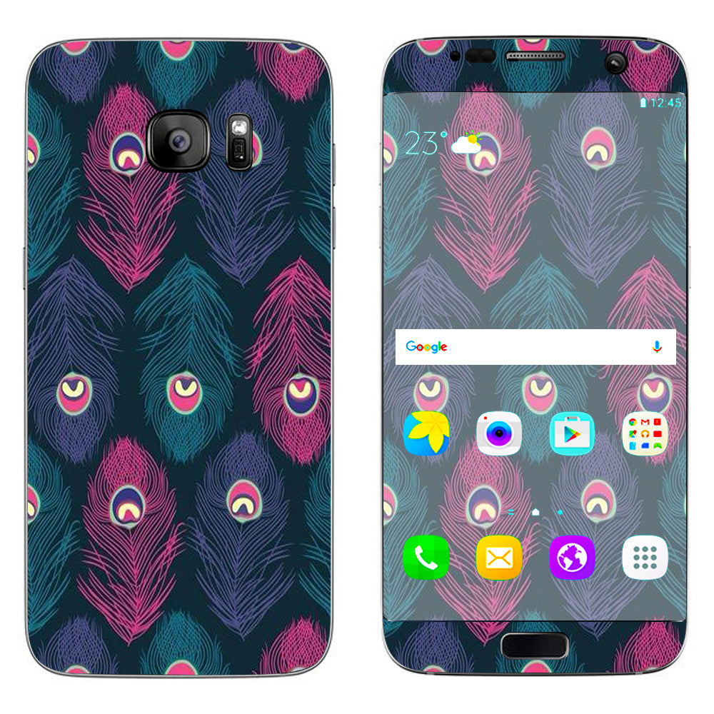  Pink Purple Peacock Feather  Samsung Galaxy S7 Edge Skin