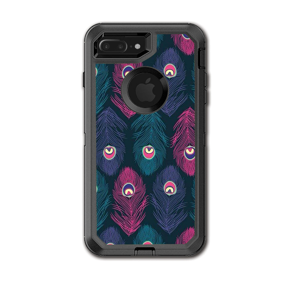  Pink Purple Peacock Feather Otterbox Defender iPhone 7+ Plus or iPhone 8+ Plus Skin