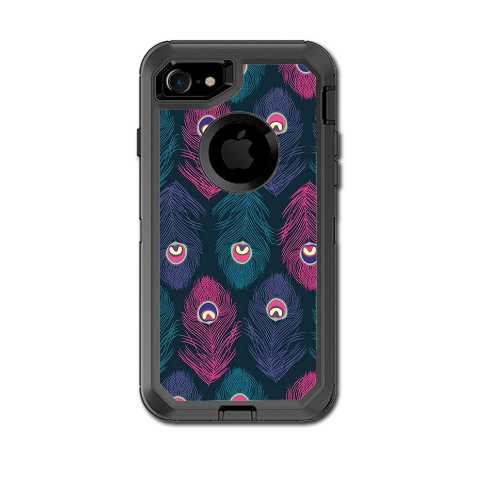  Pink Purple Peacock Feather Otterbox Defender iPhone 7 or iPhone 8 Skin