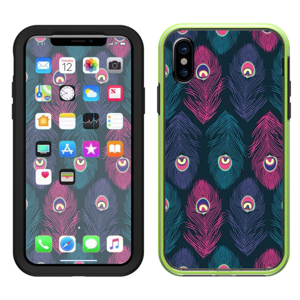  Pink Purple Peacock Feather  Lifeproof Slam Case iPhone X Skin