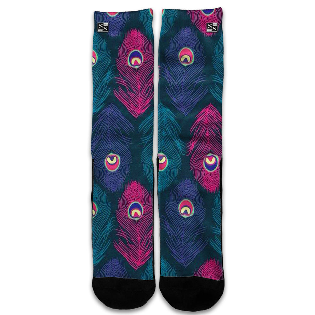  Pink Purple Peacock Feather Universal Socks