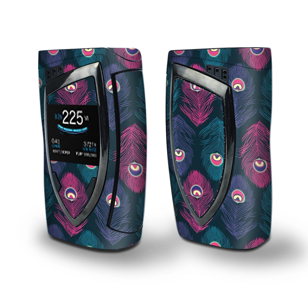 Skin Decal Vinyl Wrap for Smok Devilkin Kit 225w Vape (includes TFV12 Prince Tank Skins) skins cover/ Pink Purple Peacock Feather 