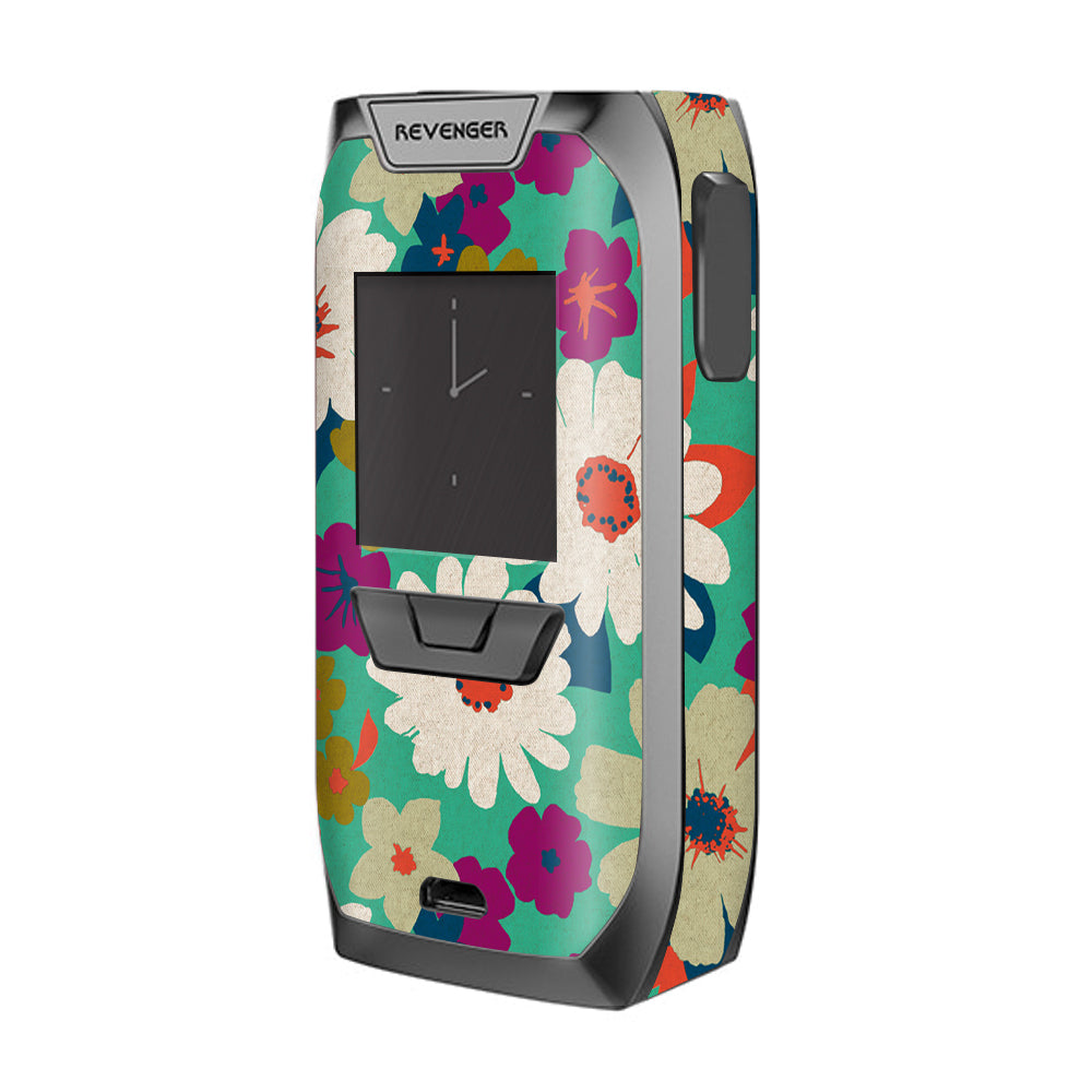  Vintage Flowers Daisy Print Vaporesso Revenger Skin