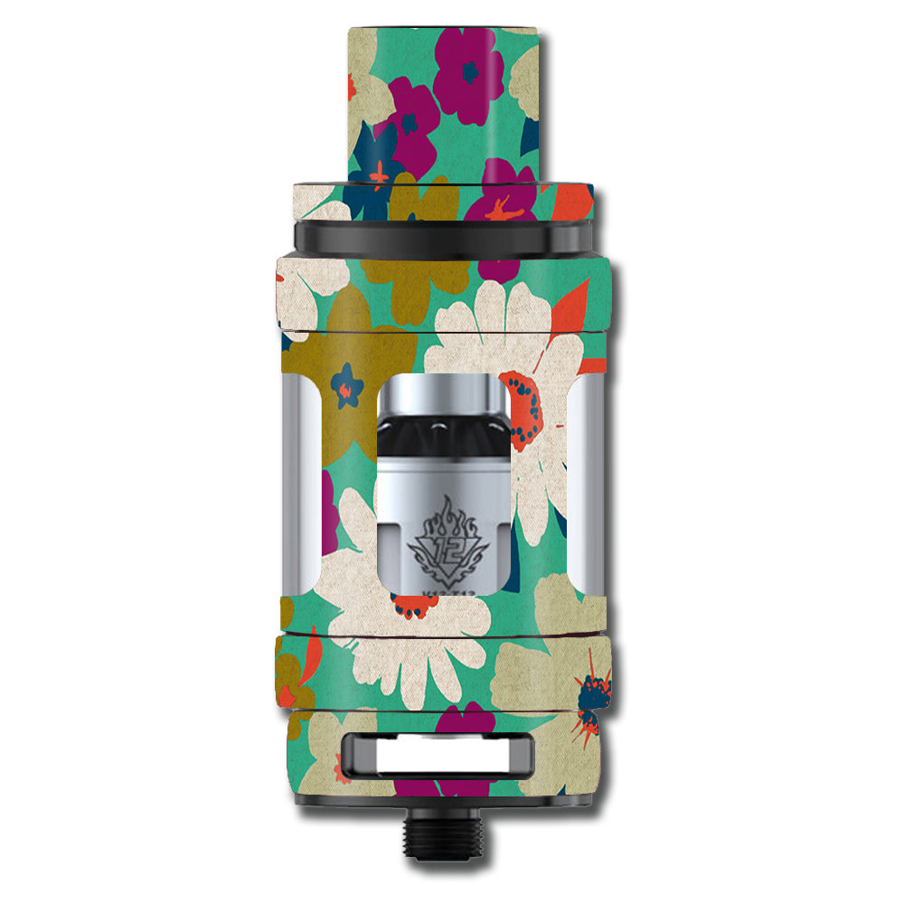  Vintage Flowers Daisy Print Smok TFV12 Tank Skin