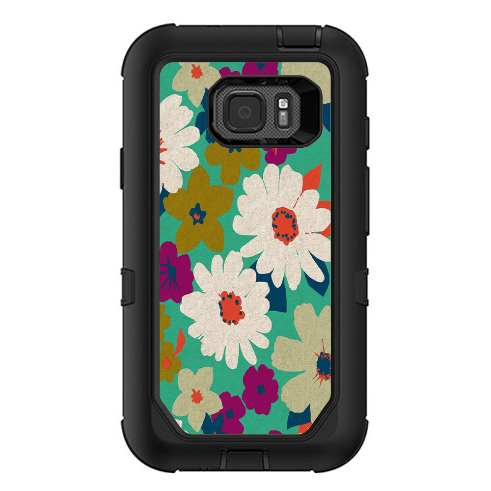  Vintage Flowers Daisy Print Otterbox Defender Samsung Galaxy S7 Active Skin