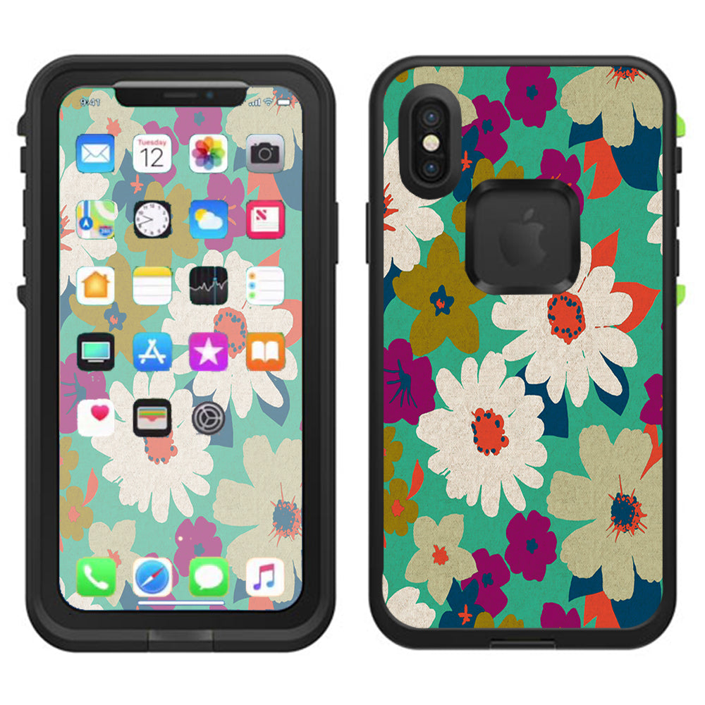  Vintage Flowers Daisy Print Lifeproof Fre Case iPhone X Skin