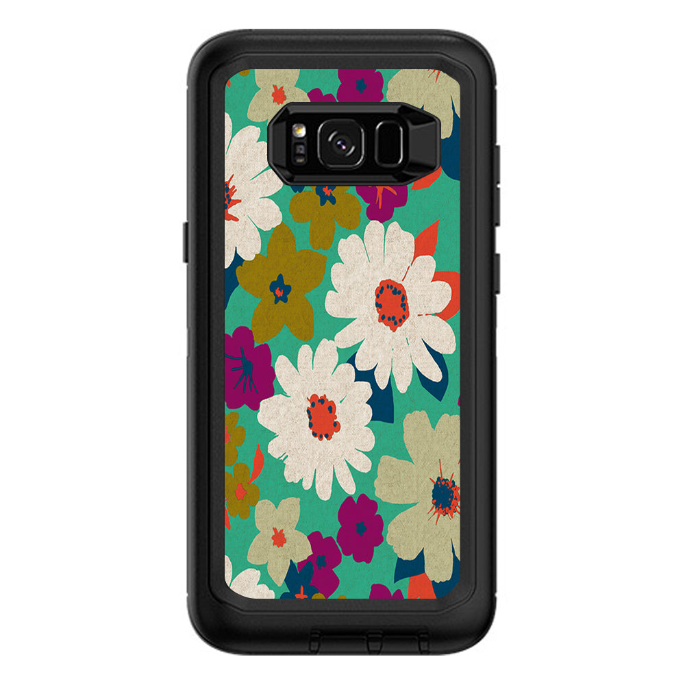  Vintage Flowers Daisy Print Otterbox Defender Samsung Galaxy S8 Plus Skin