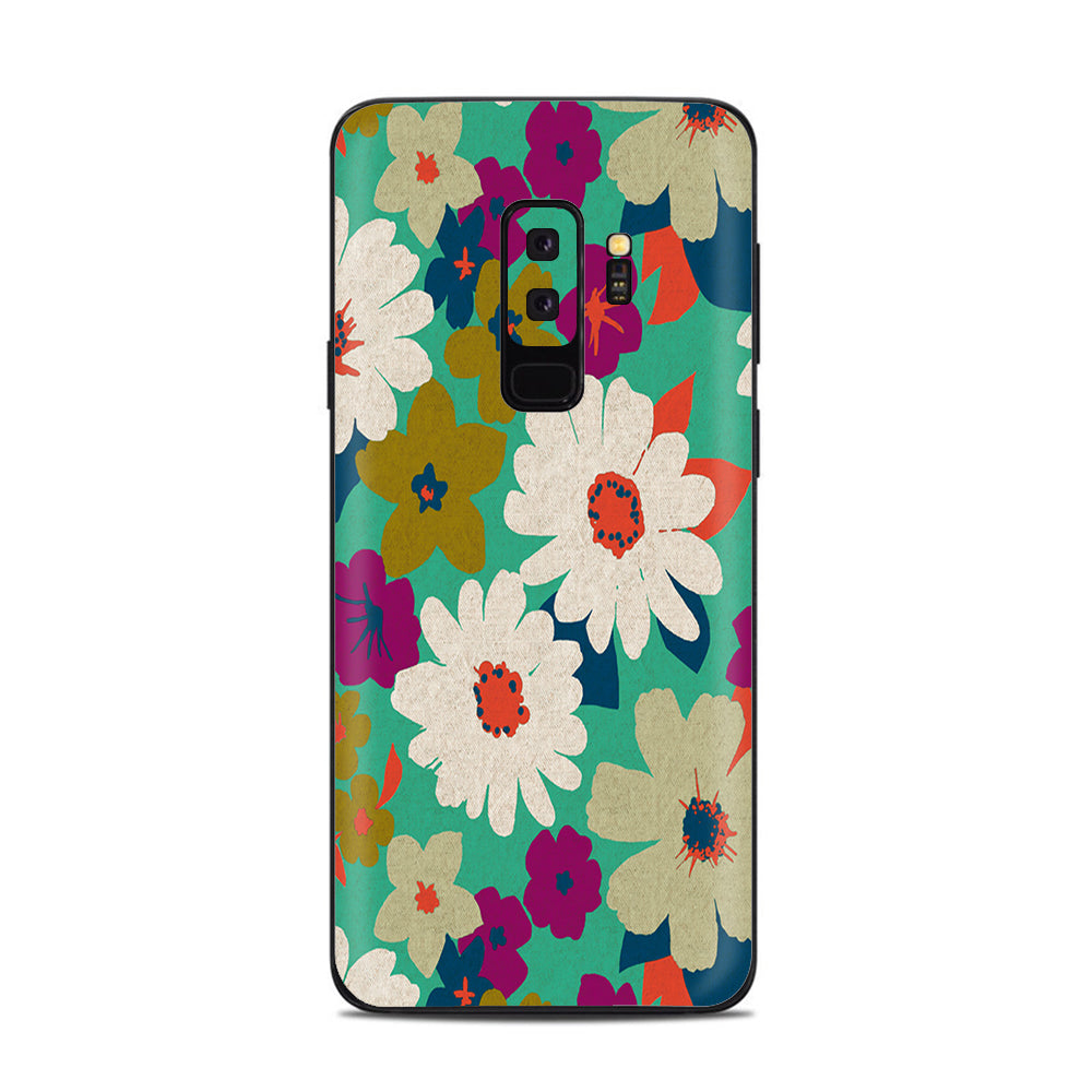  Vintage Flowers Daisy Print Samsung Galaxy S9 Plus Skin