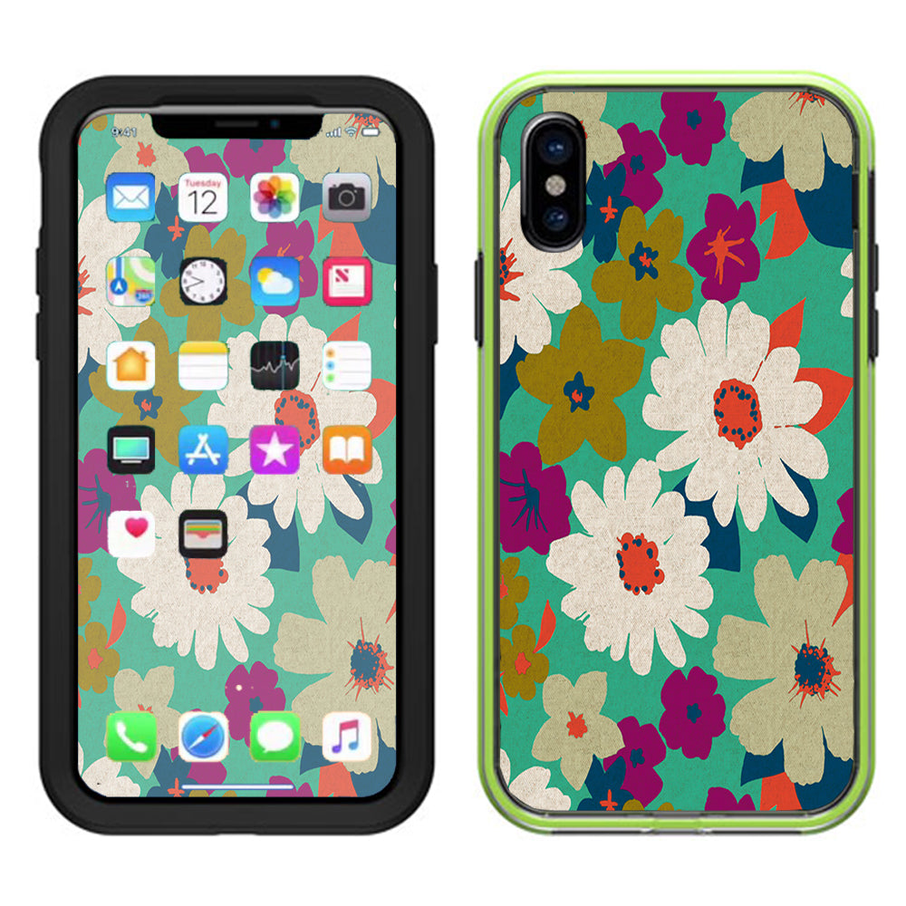  Vintage Flowers Daisy Print Lifeproof Slam Case iPhone X Skin
