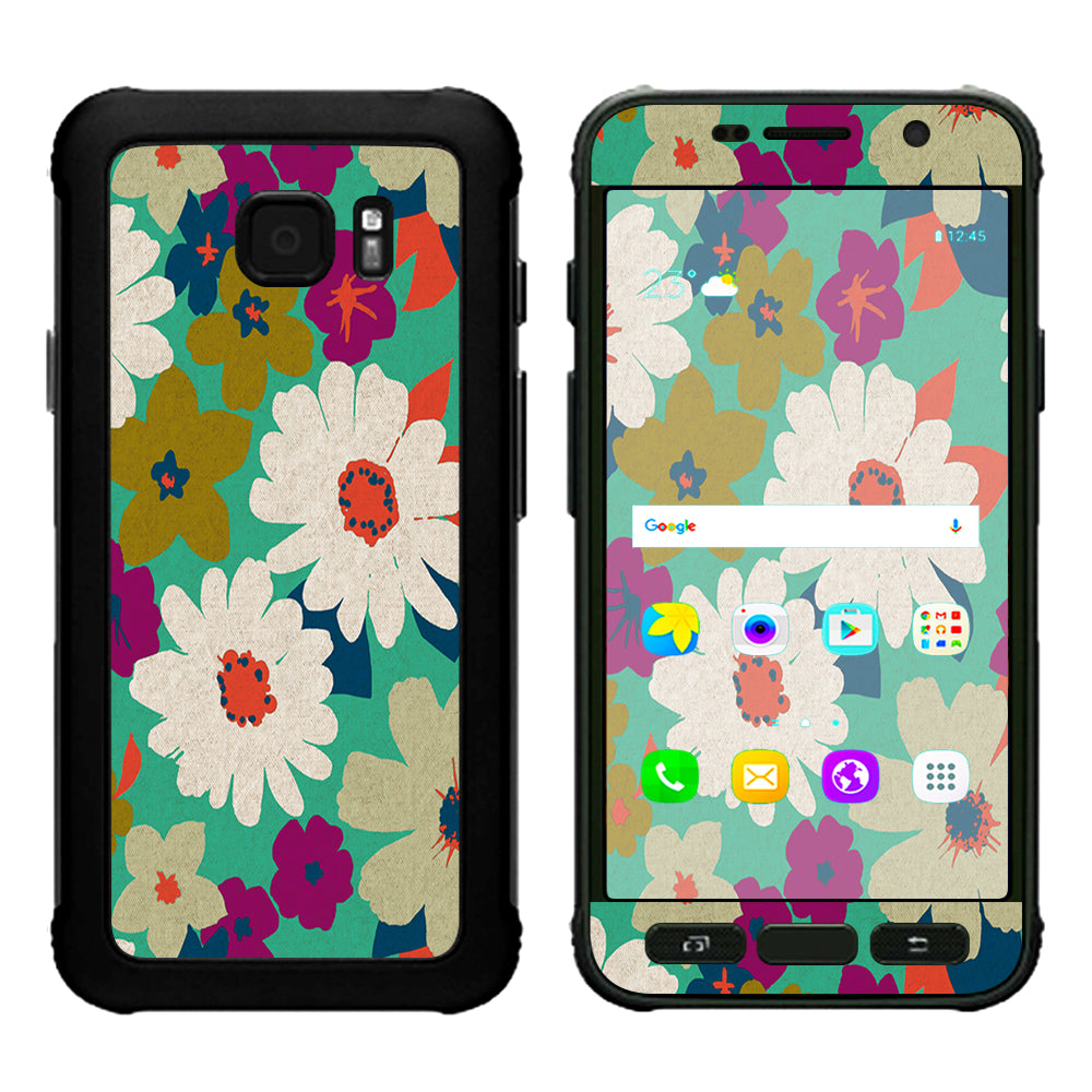  Vintage Flowers Daisy Print Samsung Galaxy S7 Active Skin