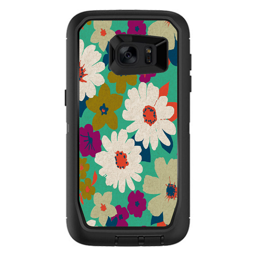  Vintage Flowers Daisy Print Otterbox Defender Samsung Galaxy S7 Edge Skin