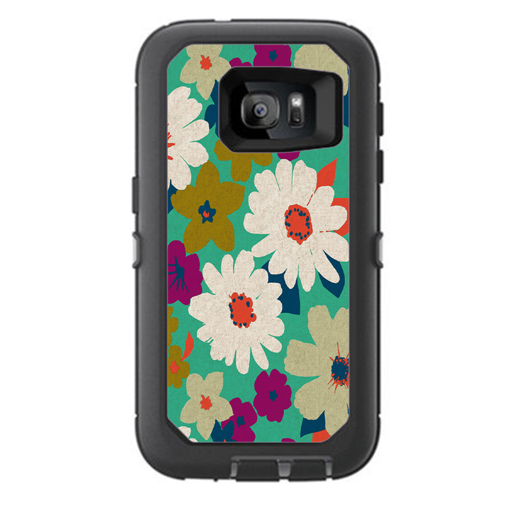  Vintage Flowers Daisy Print Otterbox Defender Samsung Galaxy S7 Skin