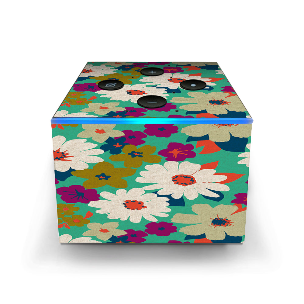  Vintage Flowers Daisy Print Amazon Fire TV Cube Skin