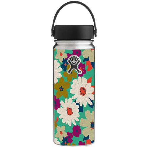  Vintage Flowers Daisy Print Hydroflask 18oz Wide Mouth Skin