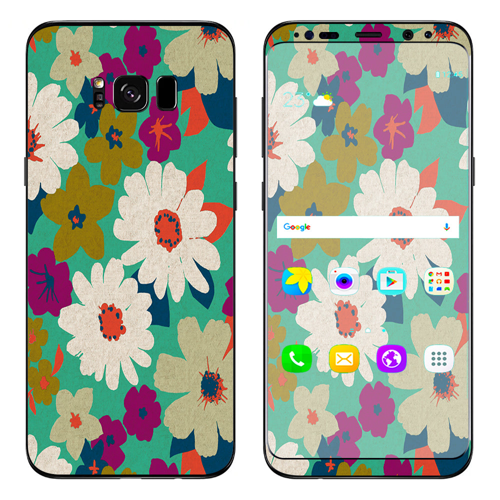  Vintage Flowers Daisy Print Samsung Galaxy S8 Plus Skin