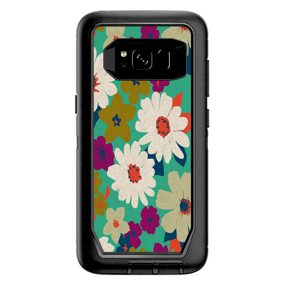  Vintage Flowers Daisy Print Otterbox Defender Samsung Galaxy S8 Skin