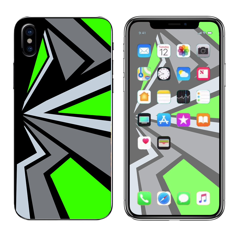  Triangle Pattern Green Grey Apple iPhone X Skin