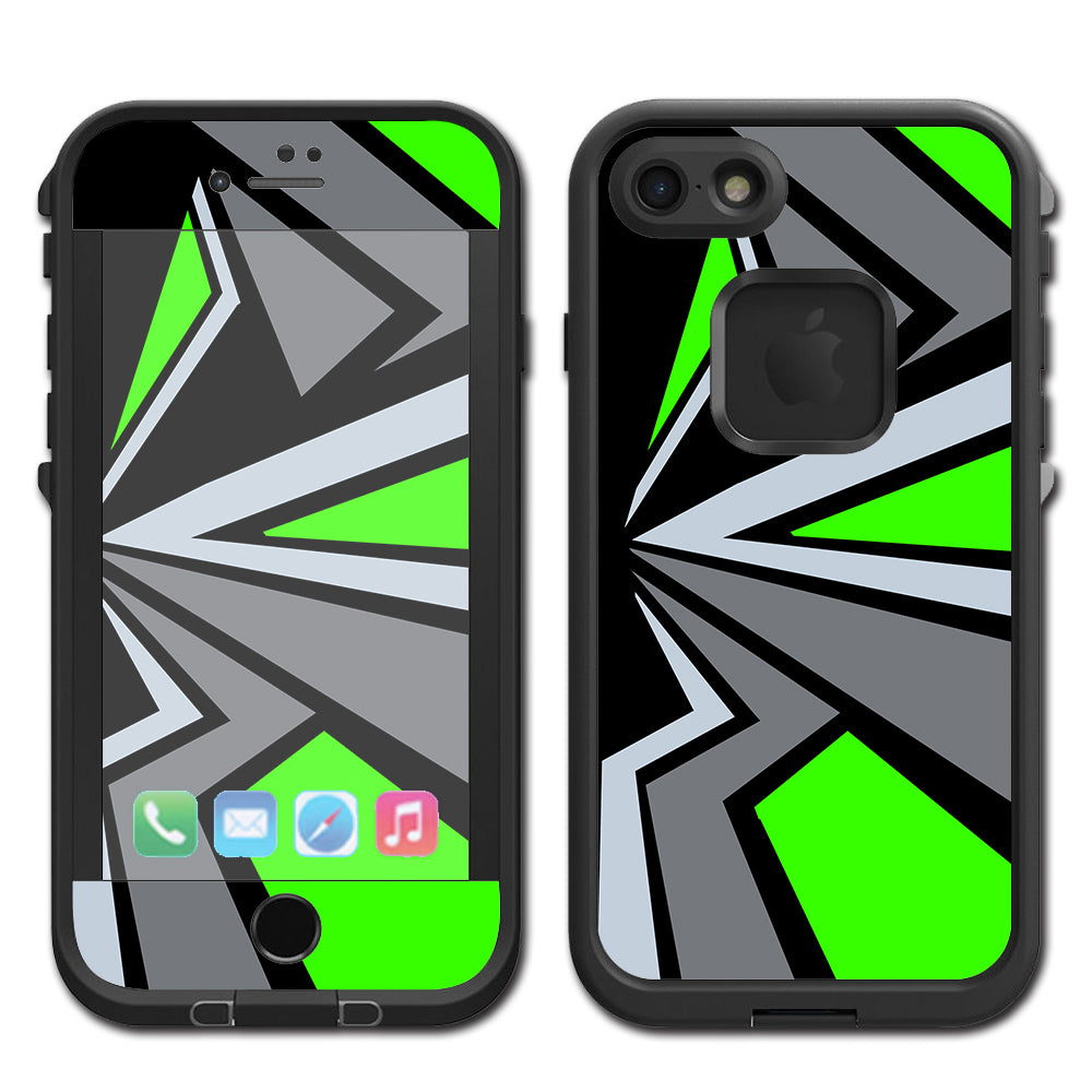  Triangle Pattern Green Grey Lifeproof Fre iPhone 7 or iPhone 8 Skin