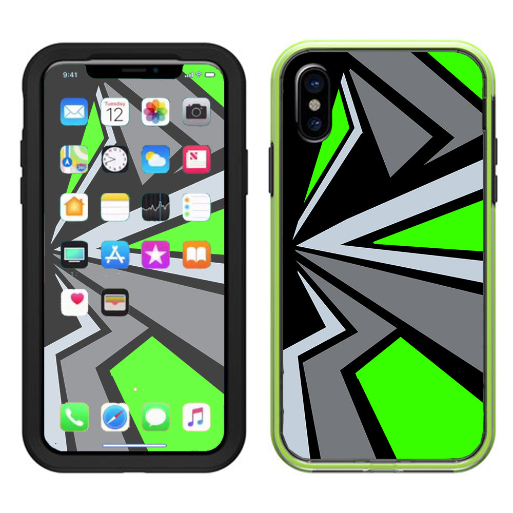  Triangle Pattern Green Grey Lifeproof Slam Case iPhone X Skin
