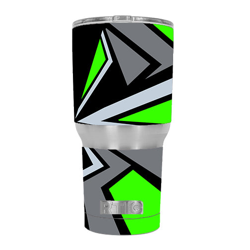  Triangle Pattern Green Grey RTIC 30oz Tumbler Skin