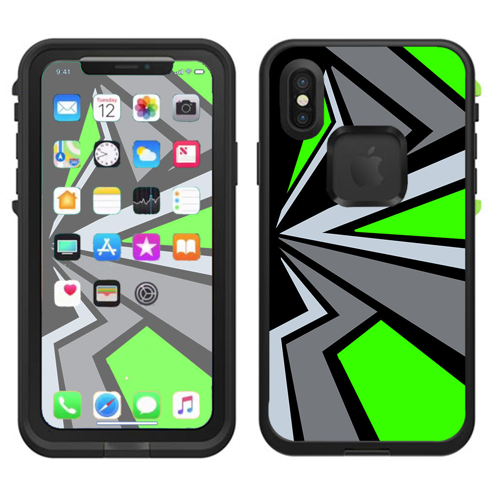  Triangle Pattern Green Grey Lifeproof Fre Case iPhone X Skin