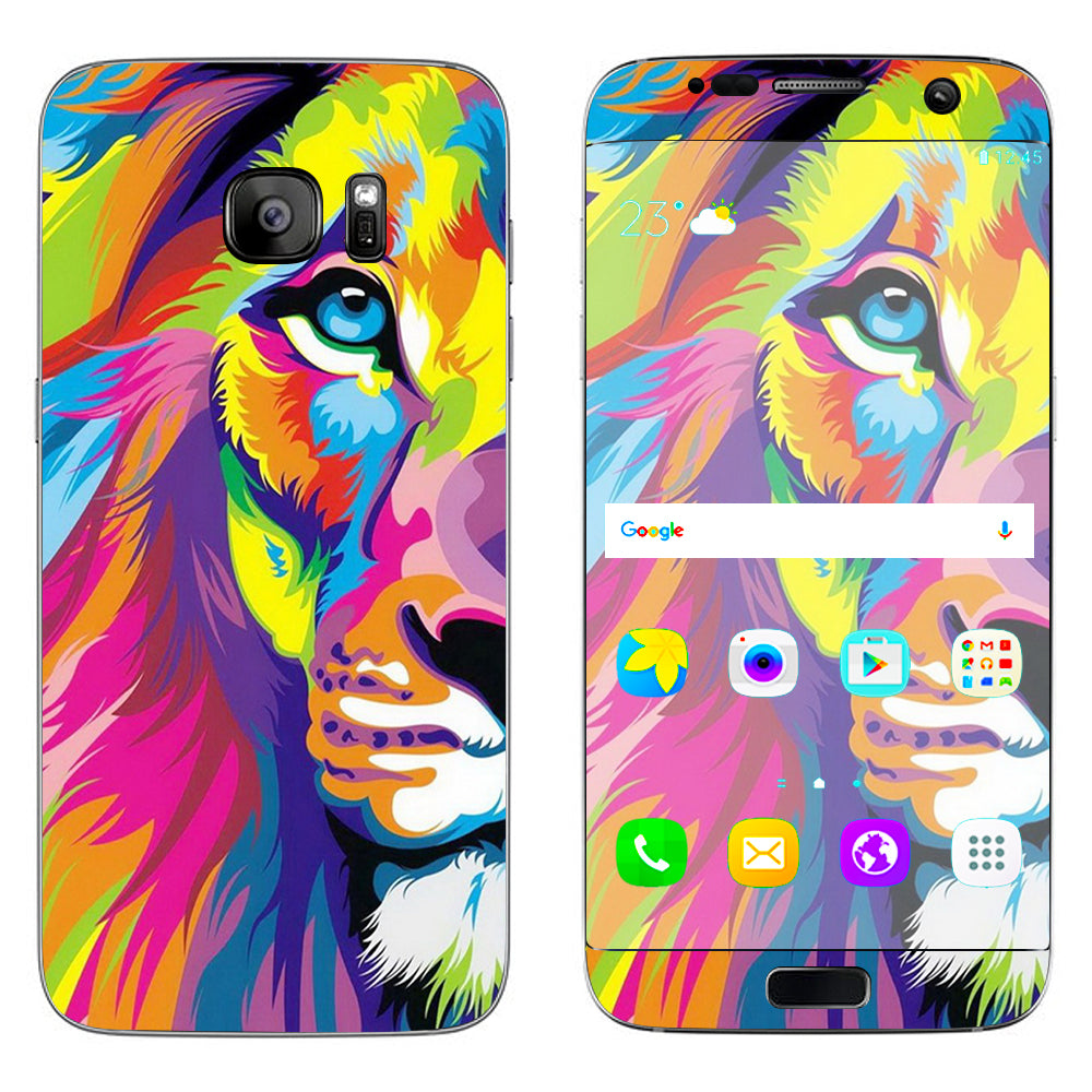  Colorful Lion Abstract Paint Samsung Galaxy S7 Edge Skin