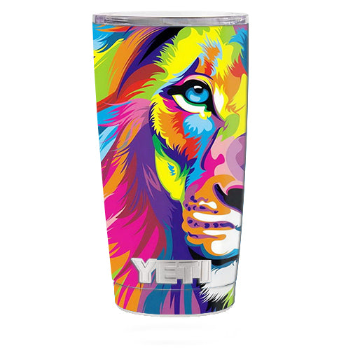  Colorful Lion Abstract Paint Yeti 20oz Rambler Tumbler Skin