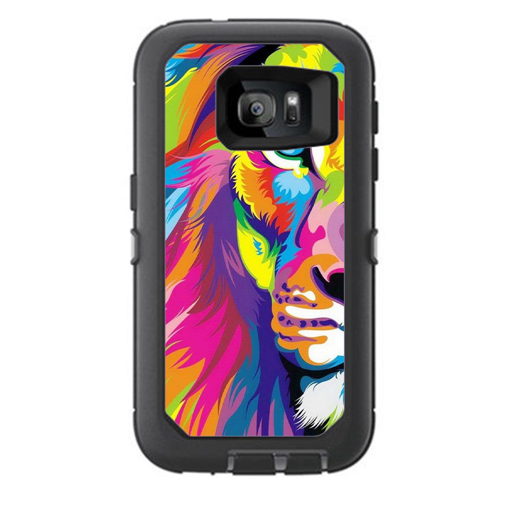  Colorful Lion Abstract Paint Otterbox Defender Samsung Galaxy S7 Skin