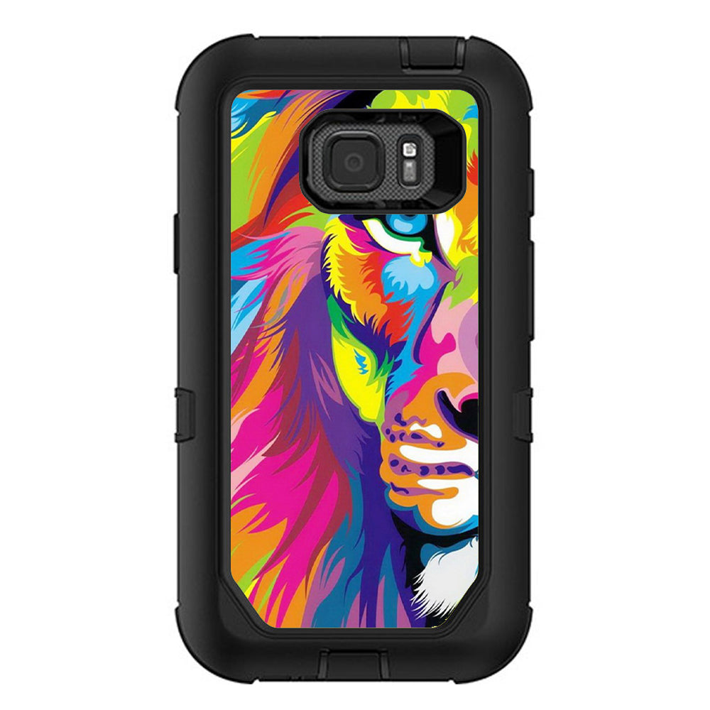  Colorful Lion Abstract Paint Otterbox Defender Samsung Galaxy S7 Active Skin