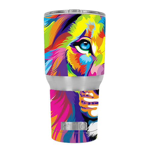  Colorful Lion Abstract Paint RTIC 30oz Tumbler Skin