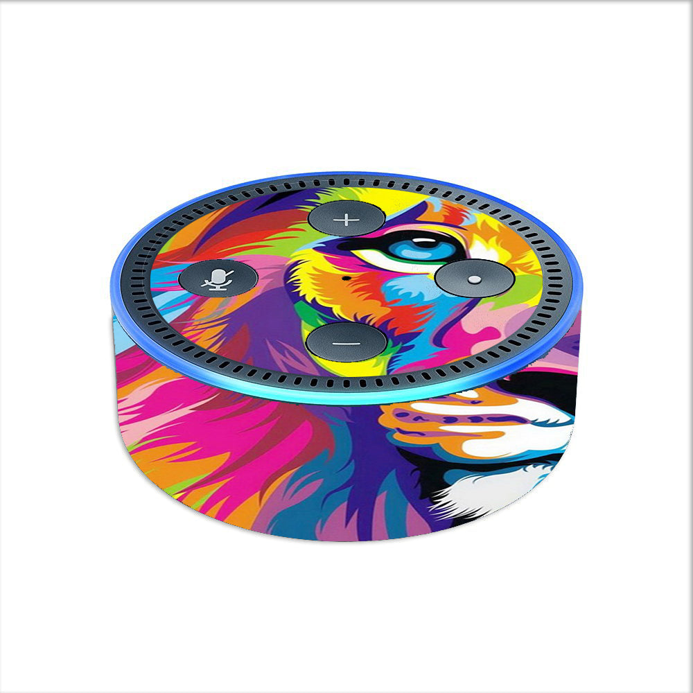  Colorful Lion Abstract Paint Amazon Echo Dot 2nd Gen Skin