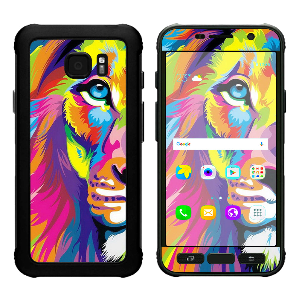  Colorful Lion Abstract Paint Samsung Galaxy S7 Active Skin
