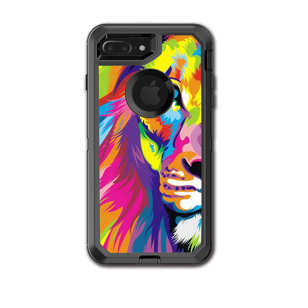  Colorful Lion Abstract Paint Otterbox Defender iPhone 7+ Plus or iPhone 8+ Plus Skin