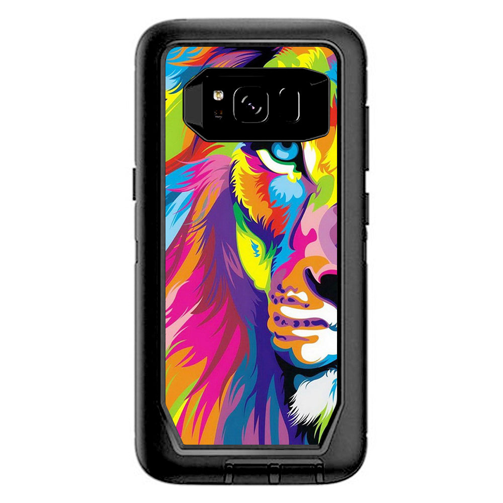  Colorful Lion Abstract Paint Otterbox Defender Samsung Galaxy S8 Skin