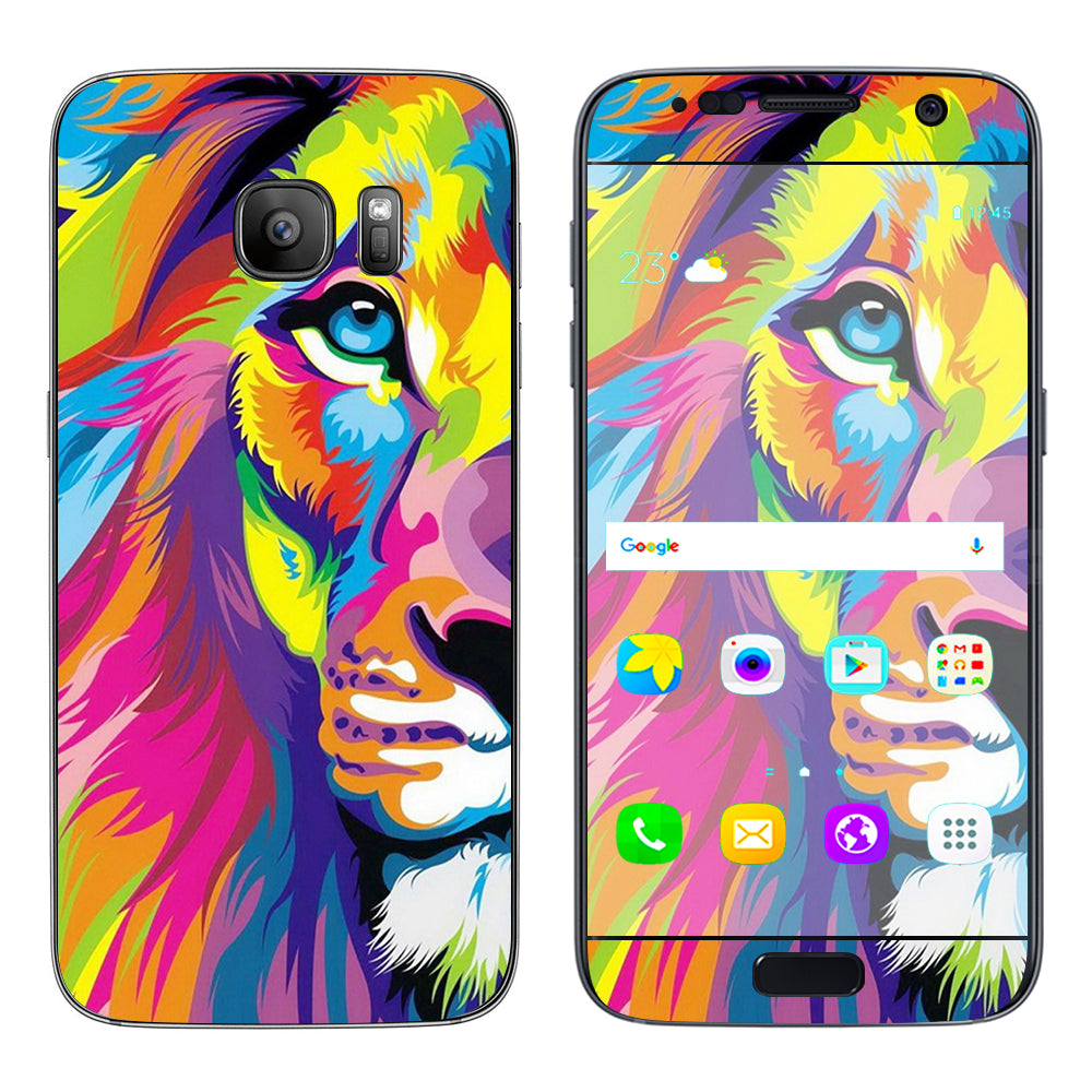  Colorful Lion Abstract Paint Samsung Galaxy S7 Skin