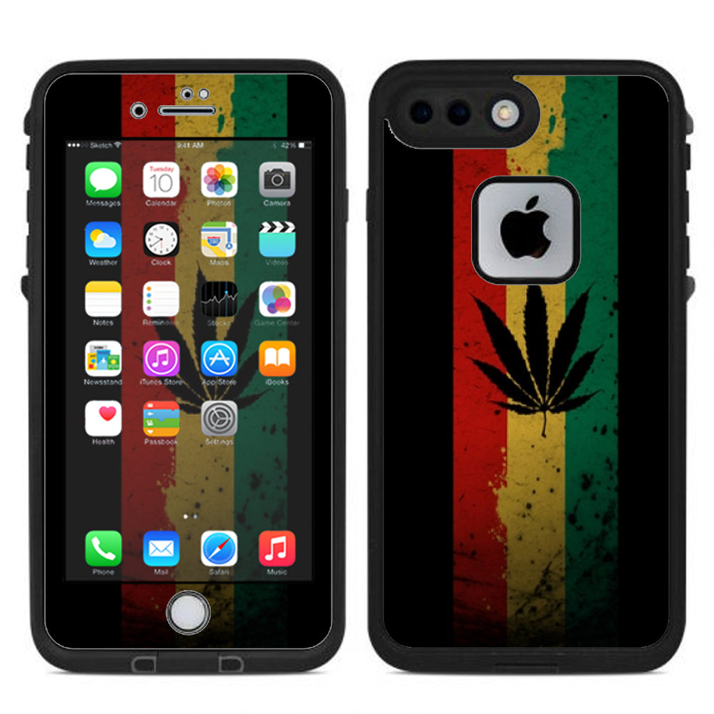  Rasta Weed Pot Leaf Red Lifeproof Fre iPhone 7 Plus or iPhone 8 Plus Skin