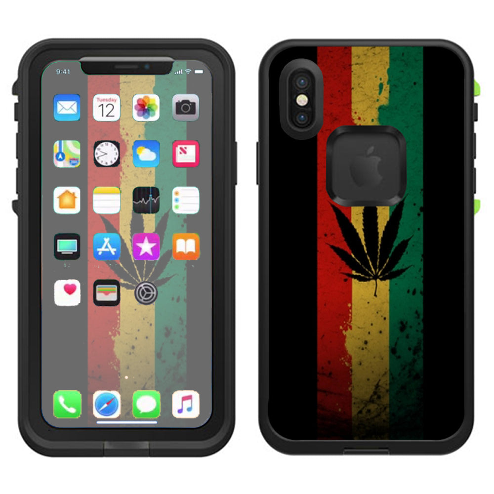  Rasta Weed Pot Leaf Red  Lifeproof Fre Case iPhone X Skin