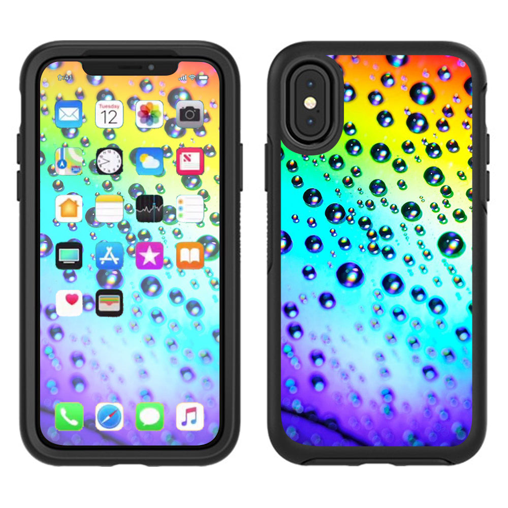  Rainbow Water Drops Otterbox Defender Apple iPhone X Skin