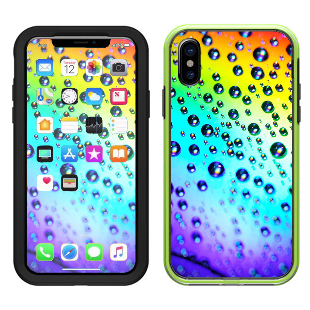  Rainbow Water Drops Lifeproof Slam Case iPhone X Skin