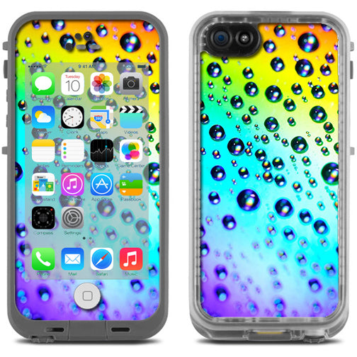  Rainbow Water Drops Lifeproof Fre iPhone 5C Skin