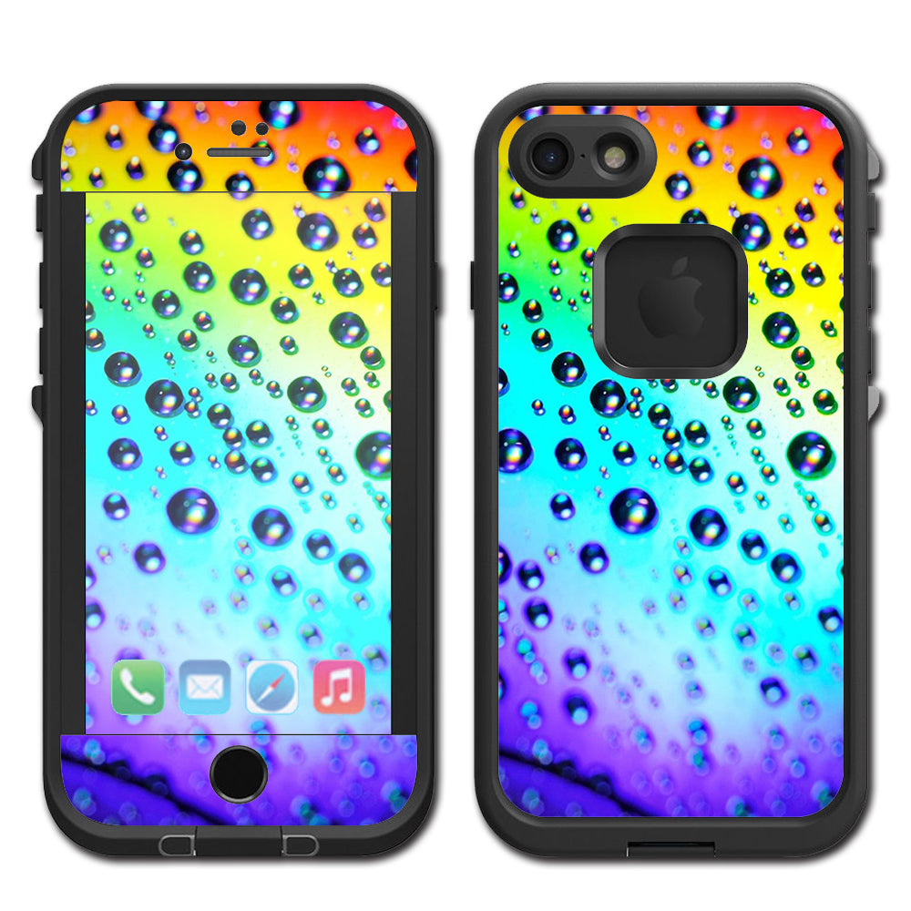  Rainbow Water Drops Lifeproof Fre iPhone 7 or iPhone 8 Skin
