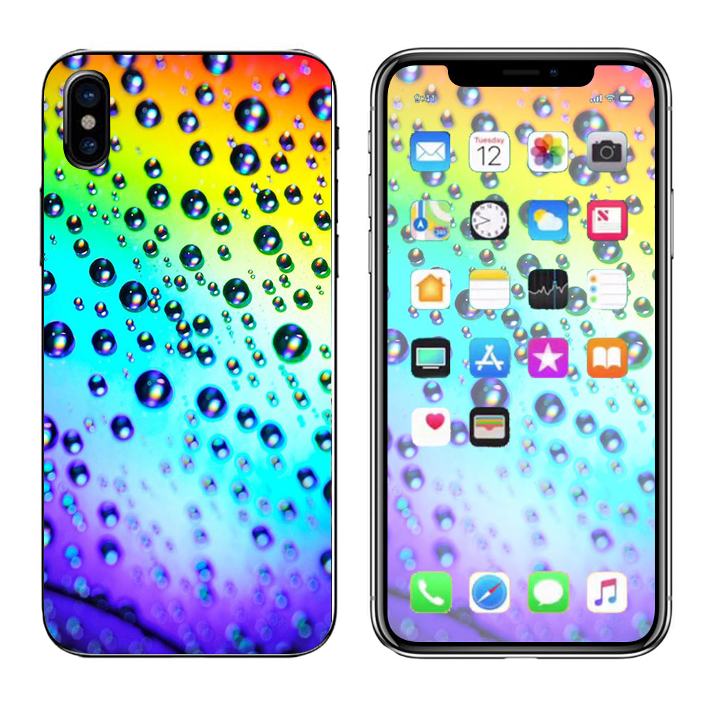  Rainbow Water Drops Apple iPhone X Skin
