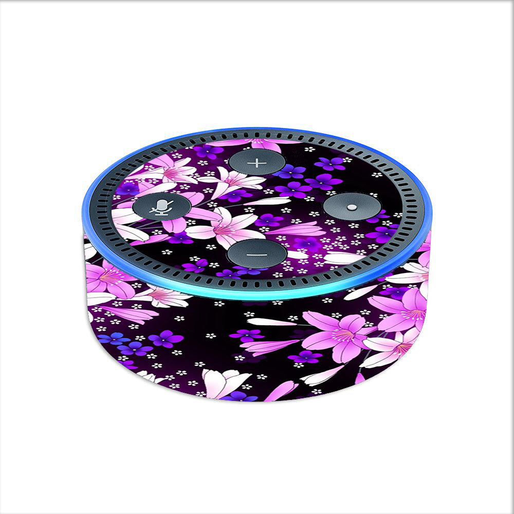  Purple Pink Flowers Lillie Amazon Echo Dot 2nd Gen Skin