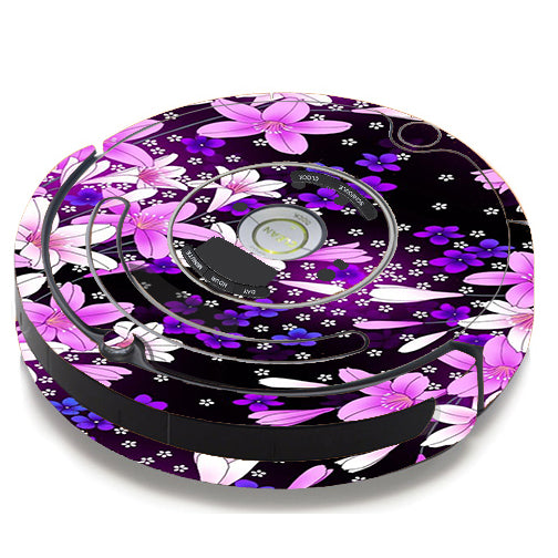  Purple Pink Flowers Lillie iRobot Roomba 650/655 Skin