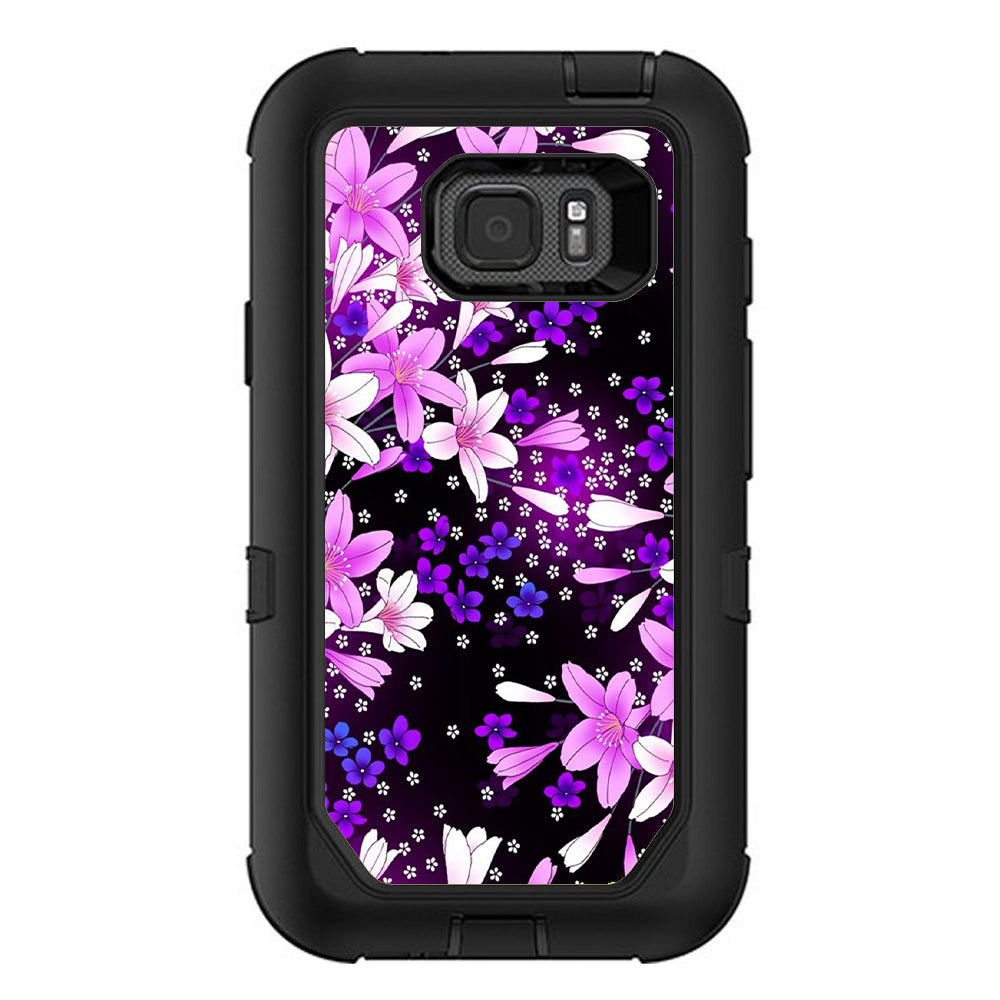  Purple Pink Flowers Lillie Otterbox Defender Samsung Galaxy S7 Active Skin