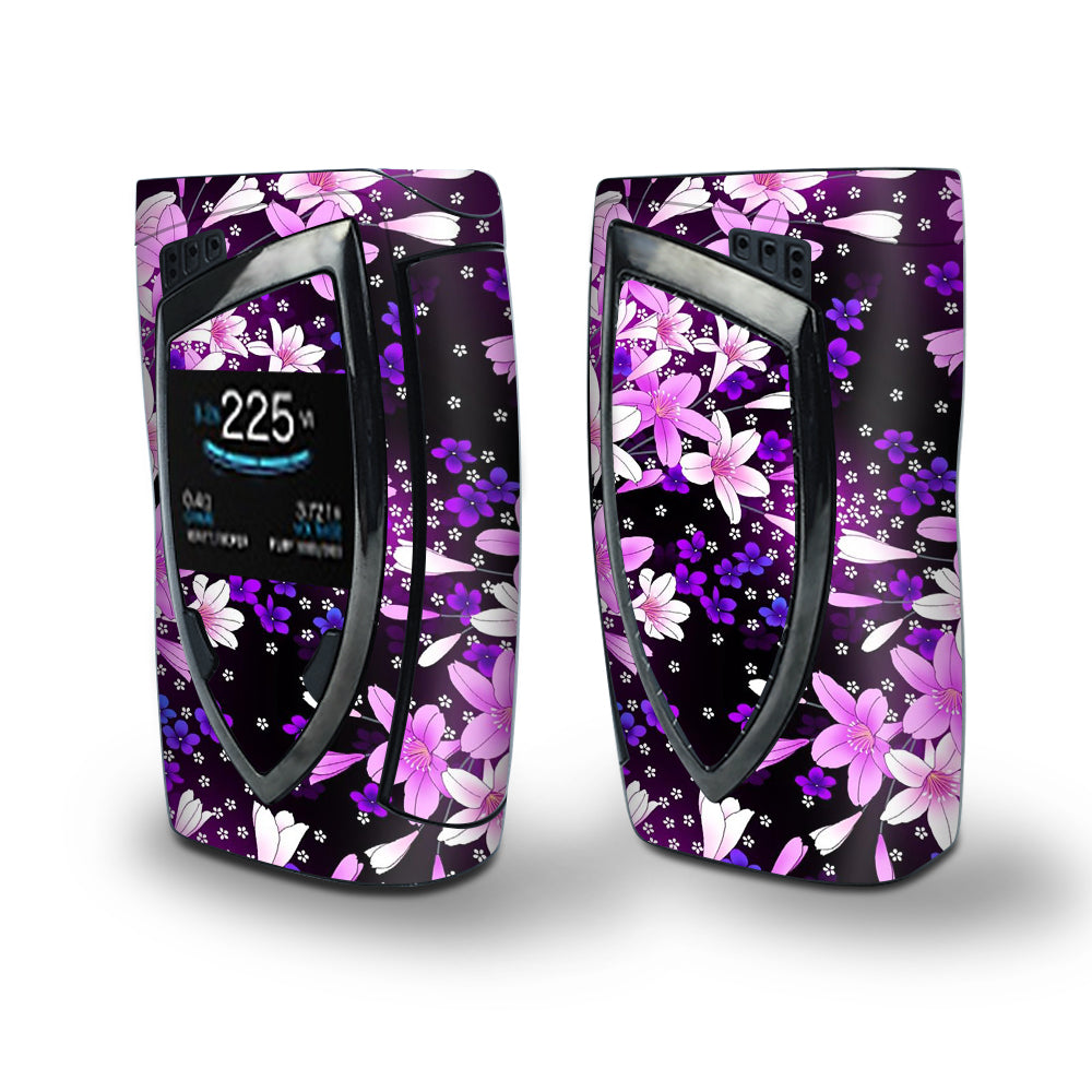 Skin Decal Vinyl Wrap for Smok Devilkin Kit 225w Vape (includes TFV12 Prince Tank Skins) skins cover/ Purple Pink Flowers Lillie 